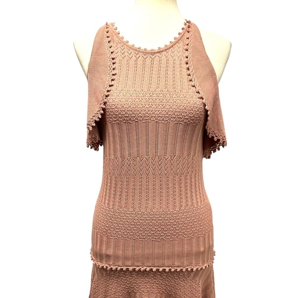 Jonathan Simkhai For Intermix Blush Crochet Handkerchief Hem Blush Dress - Picture 6 of 16